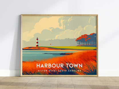 Harbour Town Golf Links Landscape, Hilton Head, South Carolina Poster | Country Club Decor & Links Wall Art — framed wall art