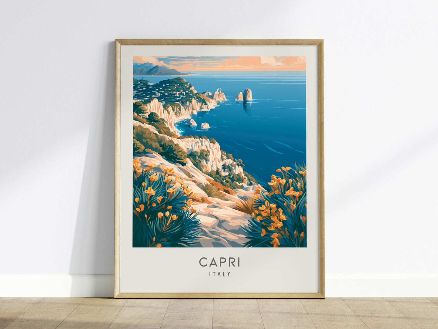 Capri Matte Border Poster | Italy Travel Wall Art — framed wall art