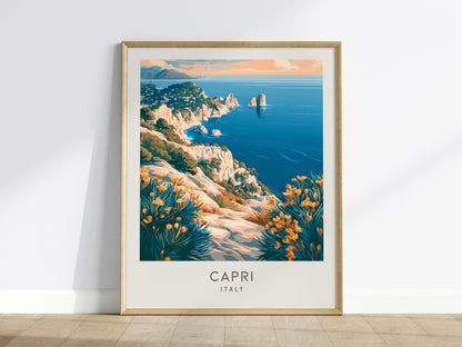 Capri Matte Border Poster | Italy Travel Wall Art — framed wall art