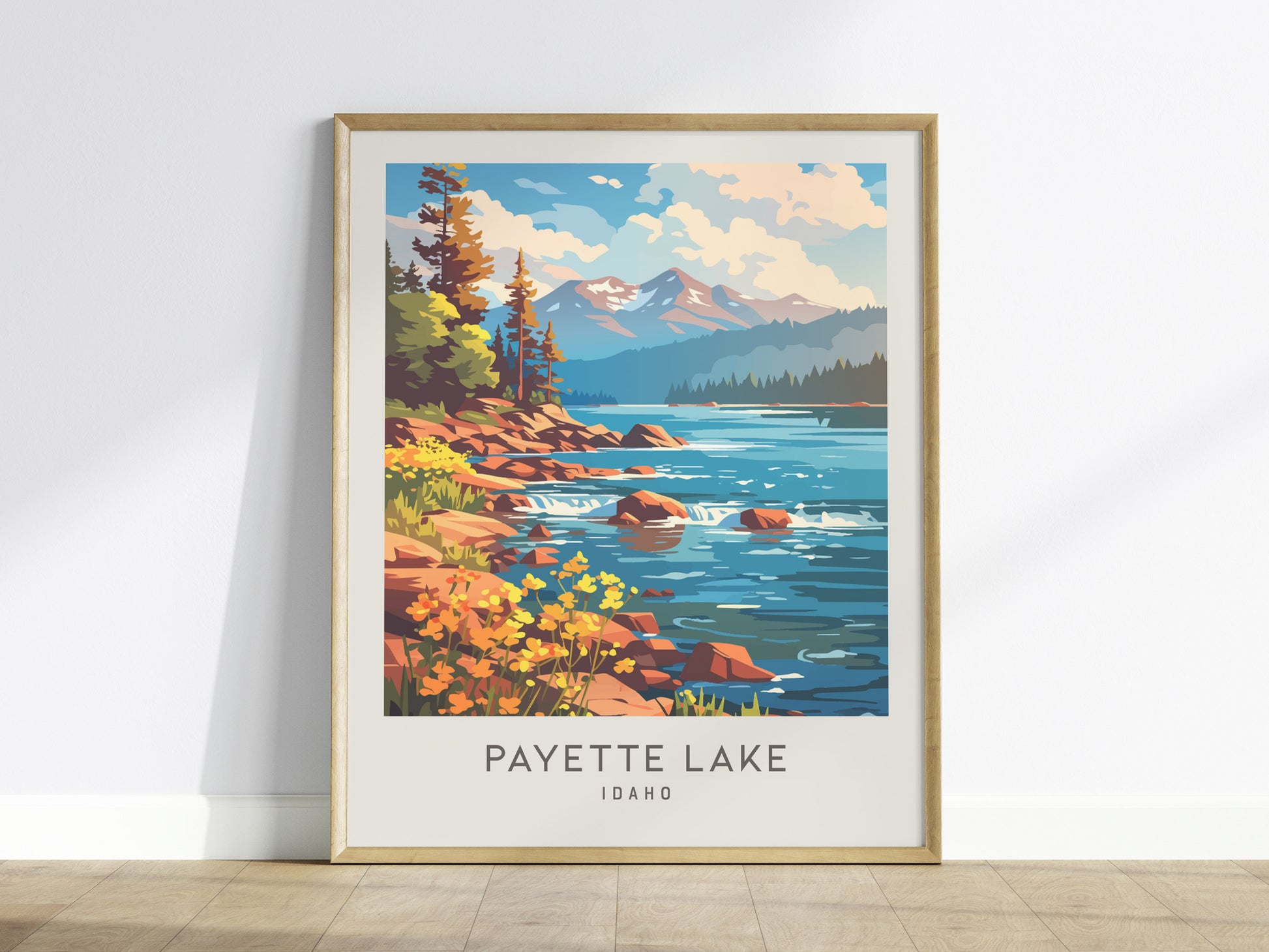 Payette Lake Matte Border Poster | Idaho Travel Wall Art — framed wall art