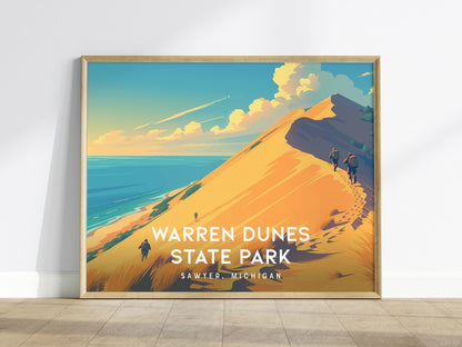 Warren Dunes State Park Landscape Poster | Sawyer, Michigan Travel Wall Art — framed wall art