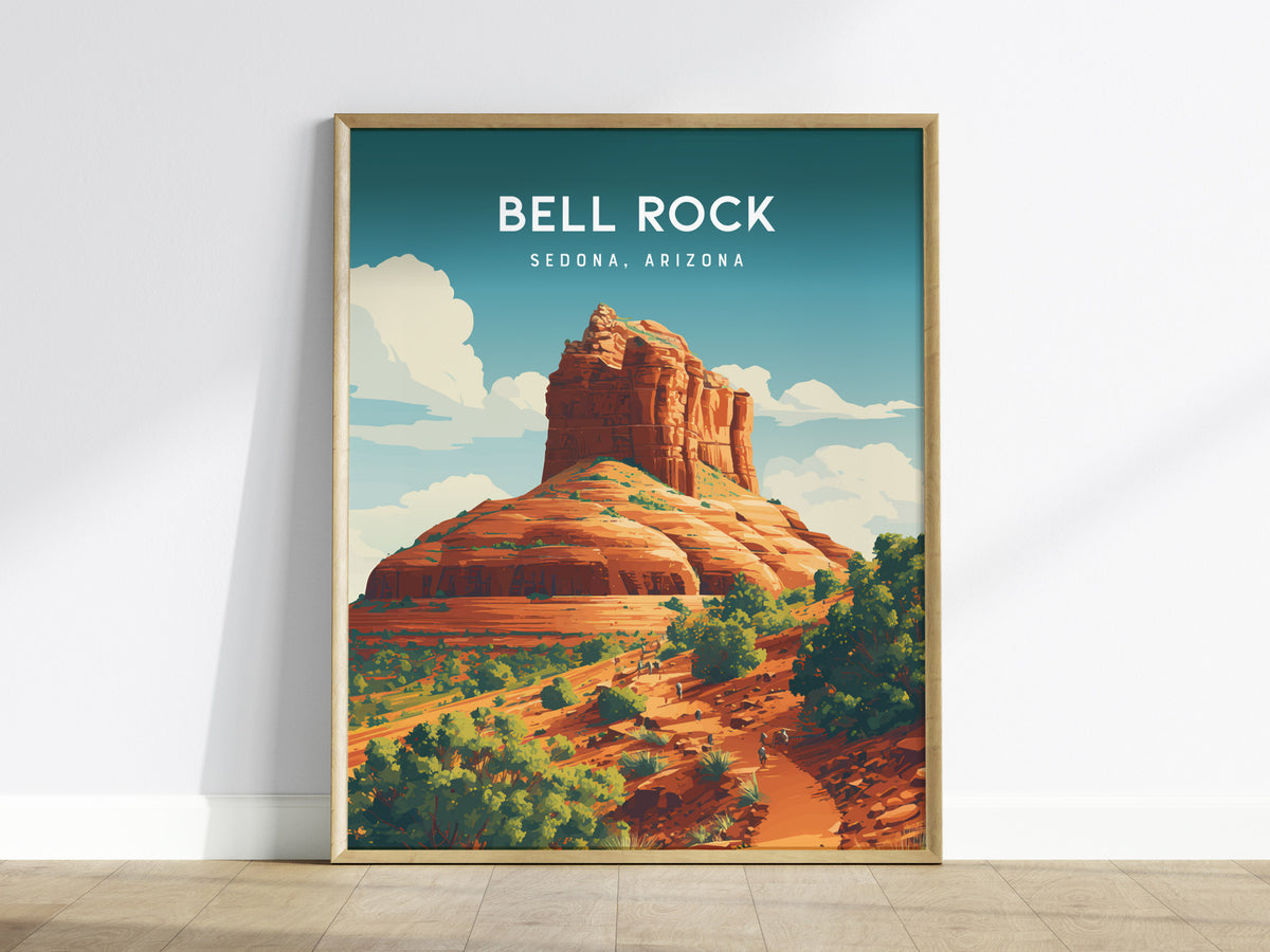 Bell Rock, Sedona, Arizona Poster | Red Rock Desert Destination Print Wall Art — framed wall art