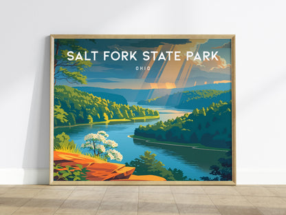 Salt Fork State Park Landscape Poster | Ohio Framed or Unframed Travel Gift Wall Art — framed wall art