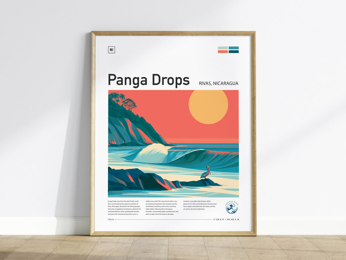 Panga Drops, Rivas, Nicaragua Poster | Tropical Surf Wall Art — framed wall art