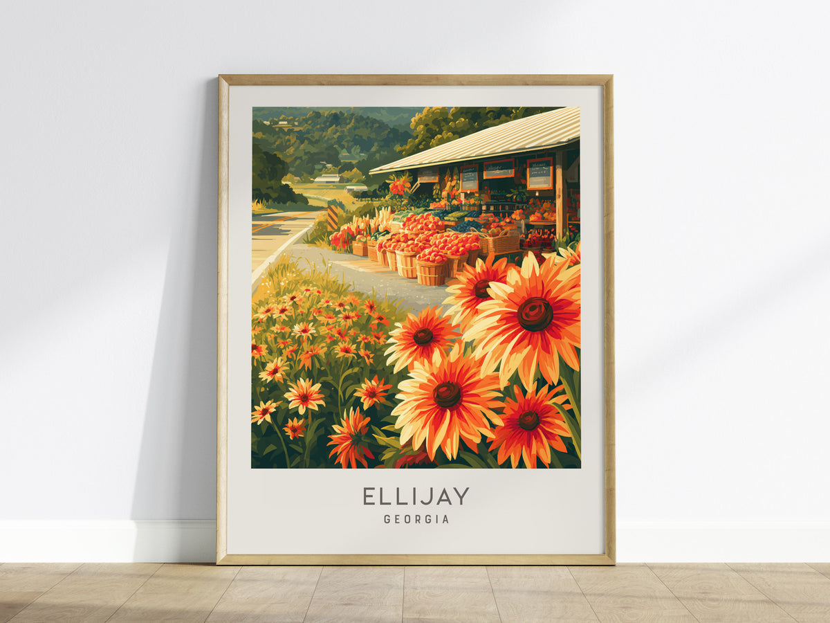 Ellijay Matte Border Poster | Georgia Travel Gift Vacation Wall Art — framed wall art