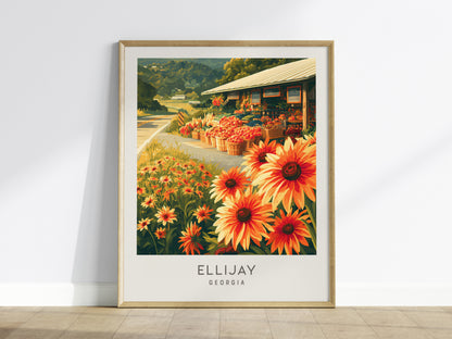 Ellijay Matte Border Poster | Georgia Travel Gift Vacation Wall Art — framed wall art