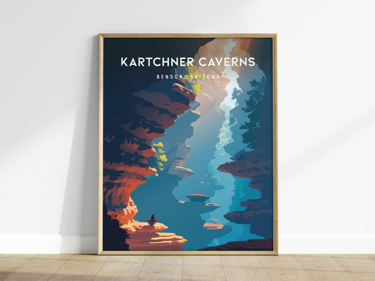 Kartchner Caverns, Benson, Arizona Poster | Underground Cave Destination Print Wall Art — framed wall art
