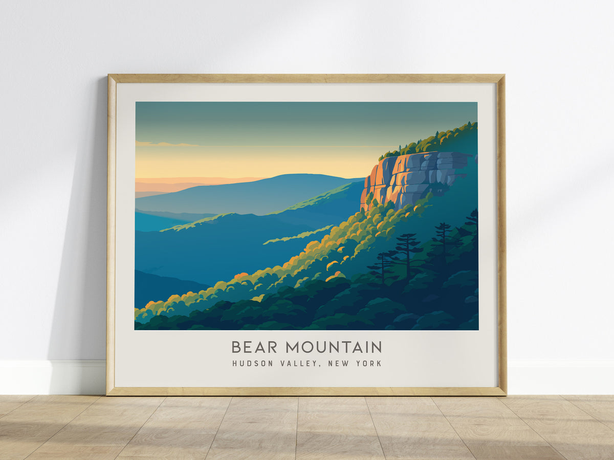 Bear Mountain Landscape Matte Border Poster | Hudson Valley, New York Travel Wall Art — framed wall art