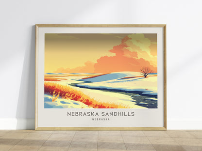 Nebraska Sandhills Landscape Matte Border Poster | Nebraska Framed or Unframed Travel Gift — framed wall art