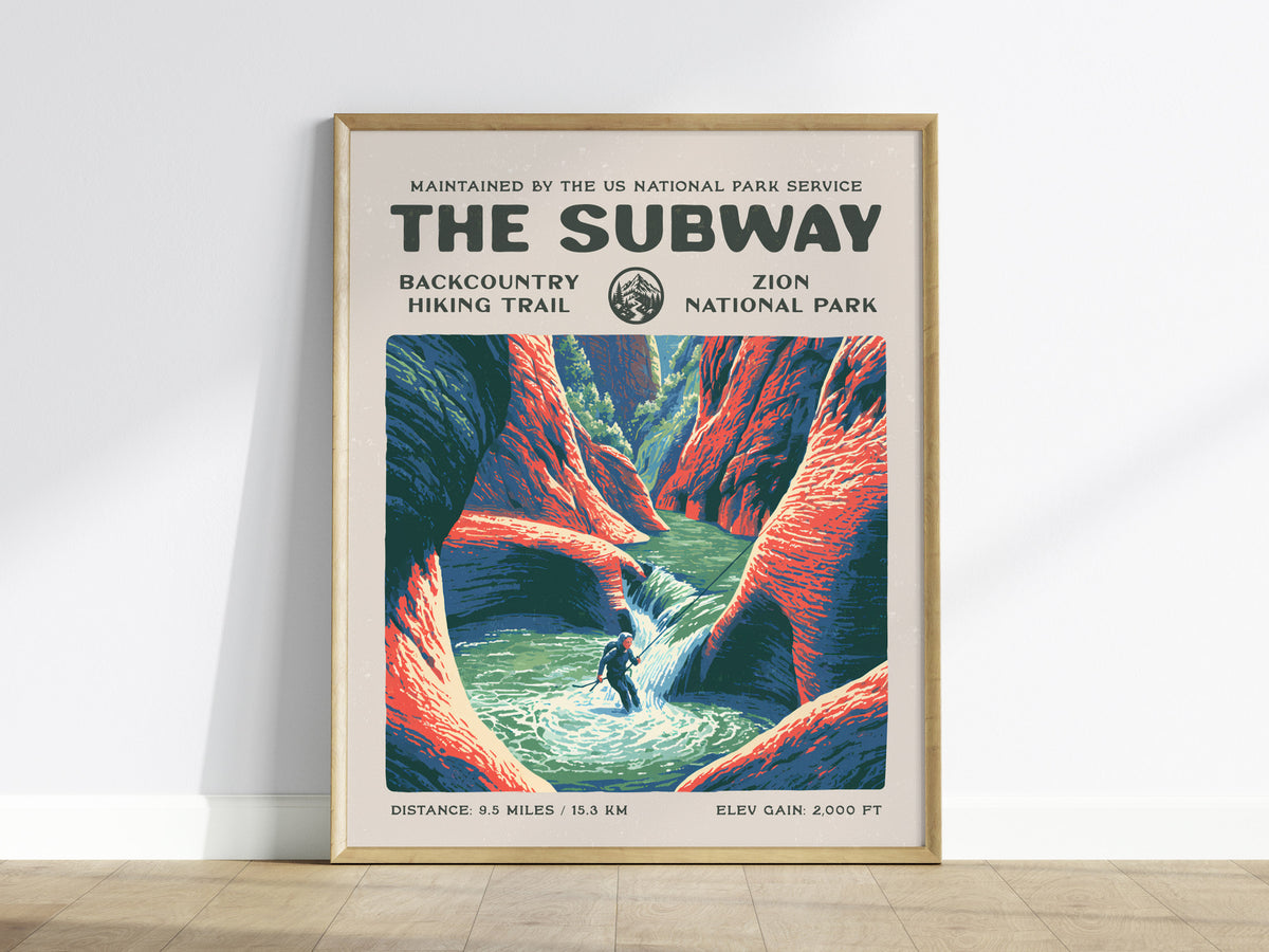 The Subway, Zion National Park Poster | Hiker Gift | Backcountry Canyon Trail Wall Art — framed wall art