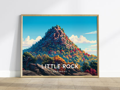Little Rock, Arkansas Landscape Poster | River Bridge Cityscape Vacation Wall Art — framed wall art