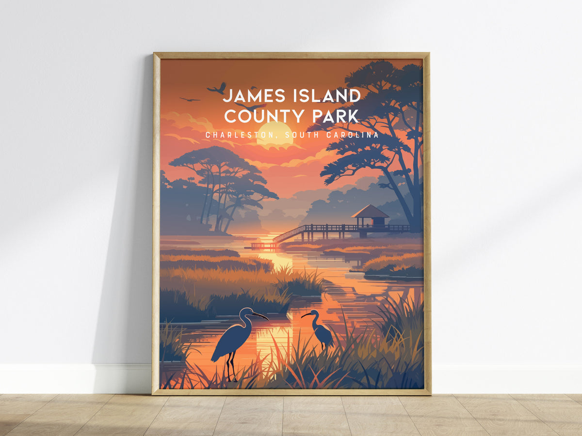 James Island County Park, Charleston, South Carolina Poster | Coastal Beach Decor Wall Art — framed wall art
