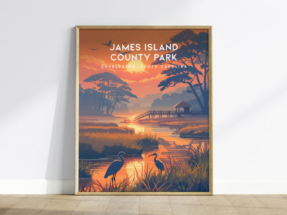James Island County Park, Charleston, South Carolina Poster | Coastal Beach Decor Wall Art — framed wall art