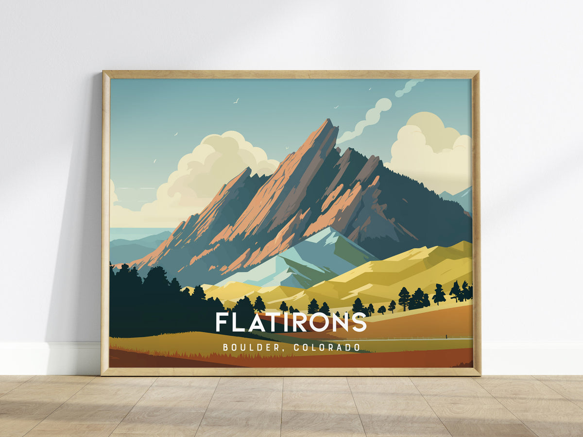 Flatirons, Boulder, Colorado Landscape Poster | Mountain Destination Print Wall Art — framed wall art