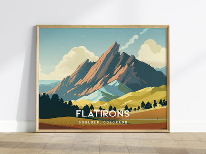 Flatirons, Boulder, Colorado Landscape Poster | Mountain Destination Print Wall Art — framed wall art