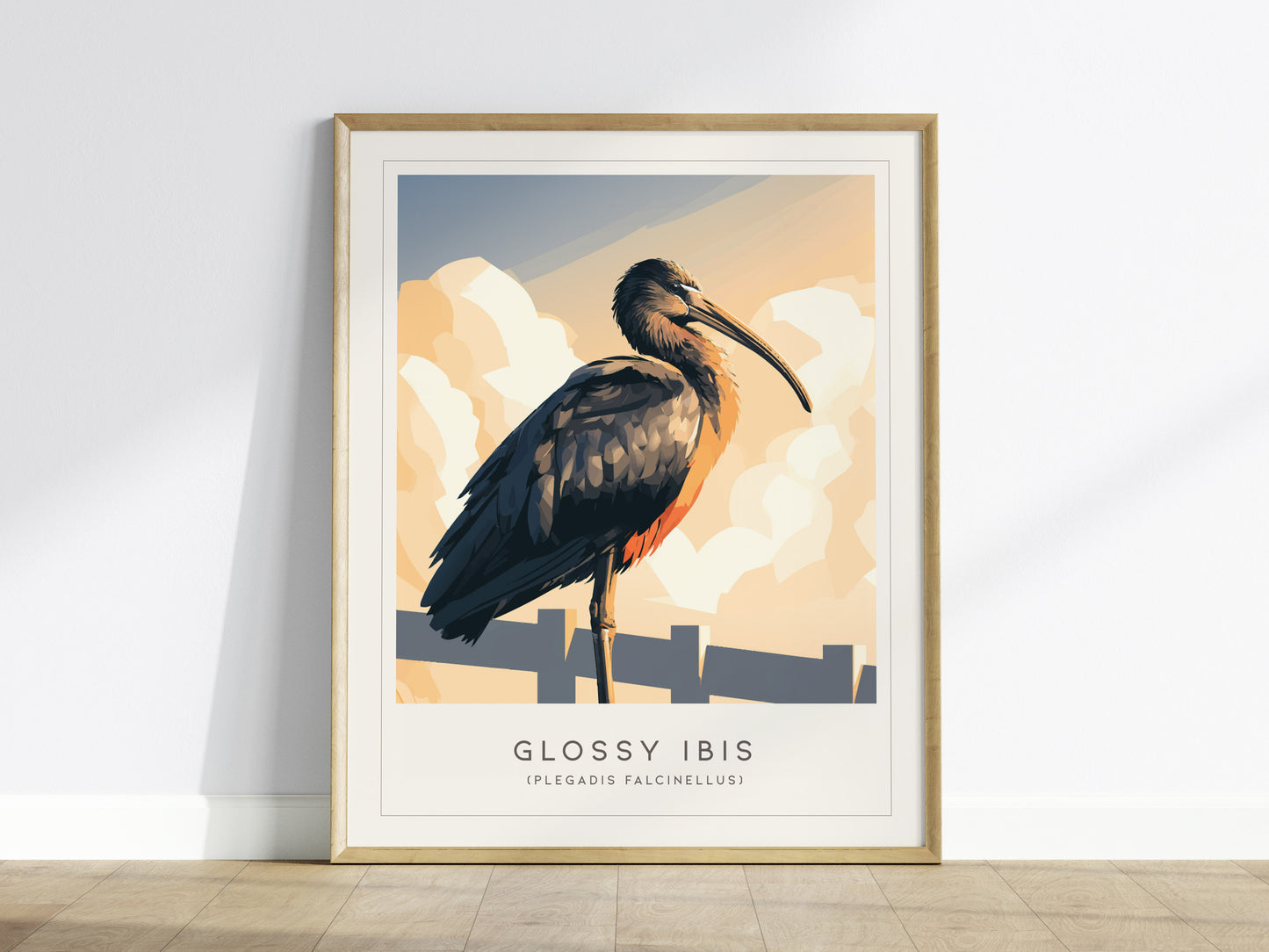 Glossy Ibis Poster | Iridescent Wading Bird Nature Wall Art — framed wall art