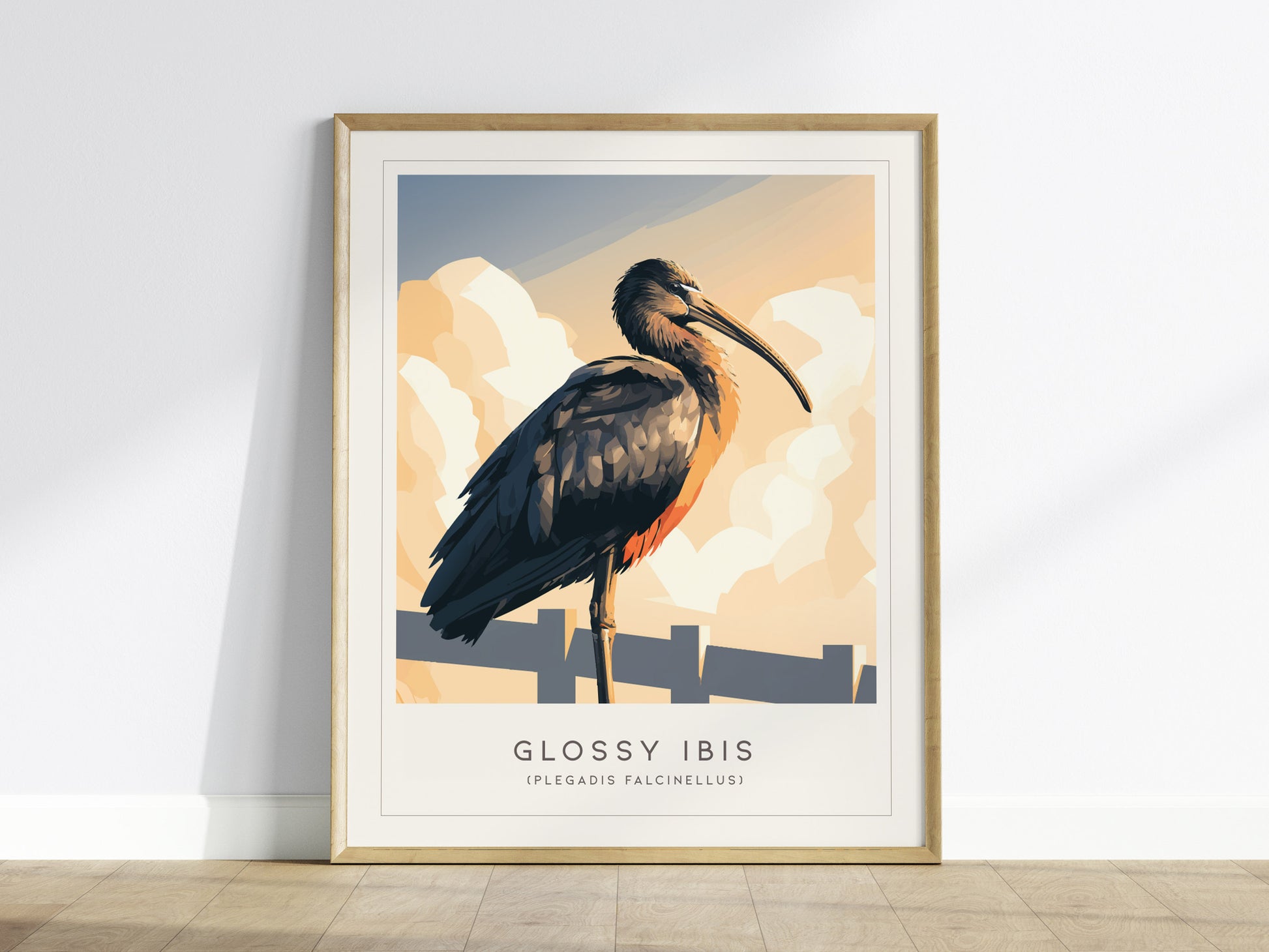Glossy Ibis Poster | Iridescent Wading Bird Nature Wall Art — framed wall art