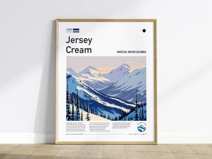 Jersey Cream, Whistler, British Columbia Poster | Alpine Print Ski Lodge Decor Wall Art — framed wall art