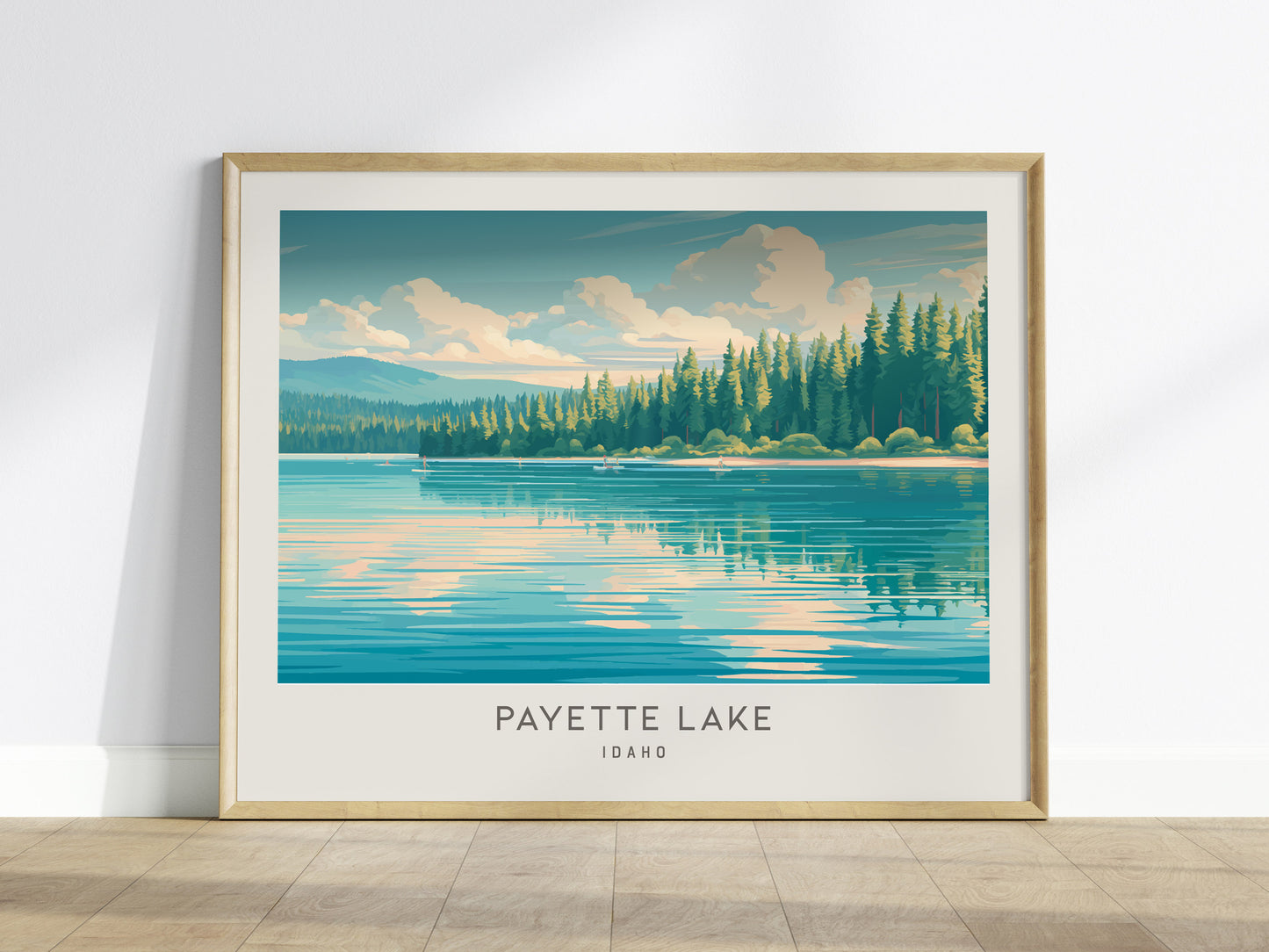 Payette Lake Landscape Matte Border Poster | Idaho Beach House Decor — framed wall art