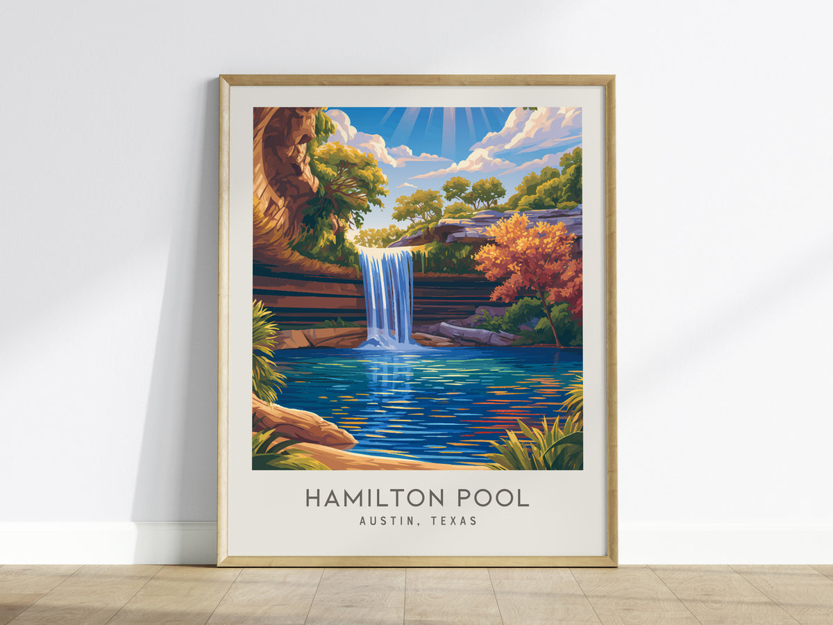 Hamilton Pool Matte Border Poster | Austin, Texas Destination Print & Vacation Wall Art — framed wall art