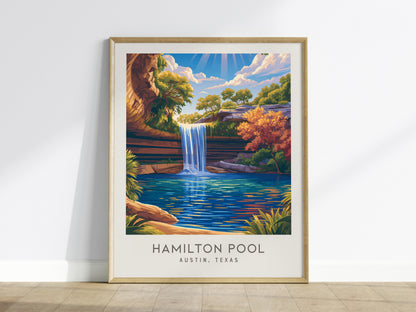 Hamilton Pool Matte Border Poster | Austin, Texas Destination Print & Vacation Wall Art — framed wall art