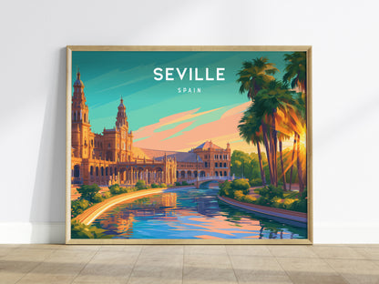 Seville, Spain Landscape Poster | Andalusian Splendor Vacation Wall Art — framed wall art