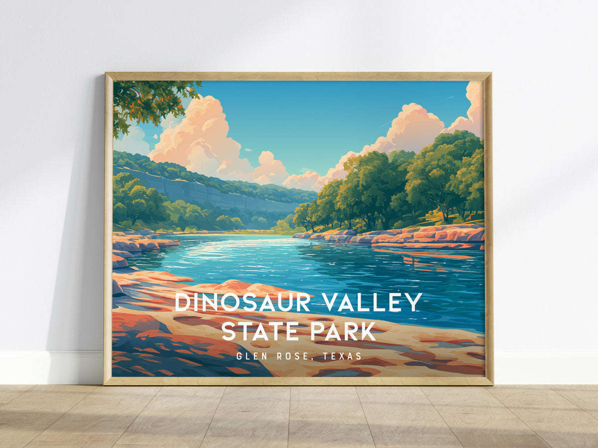 Dinosaur Valley State Park Landscape Poster | Glen Rose, Texas Vacation Wall Art — framed wall art