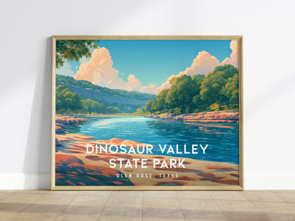 Dinosaur Valley State Park Landscape Poster | Glen Rose, Texas Vacation Wall Art — framed wall art
