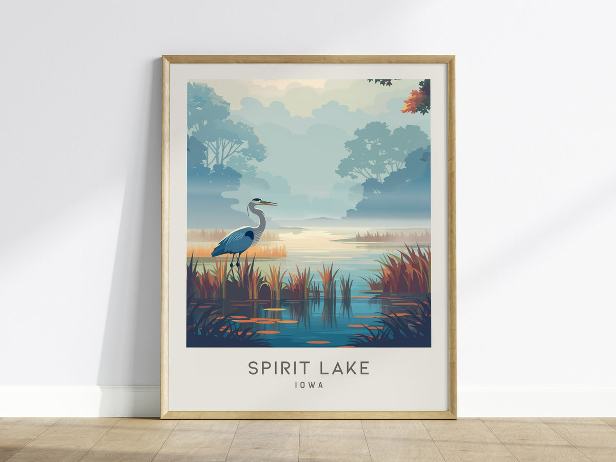 Spirit Lake Matte Border Poster | Iowa Travel Wall Art — framed wall art
