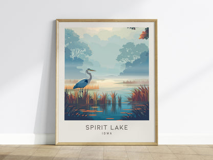 Spirit Lake Matte Border Poster | Iowa Travel Wall Art — framed wall art