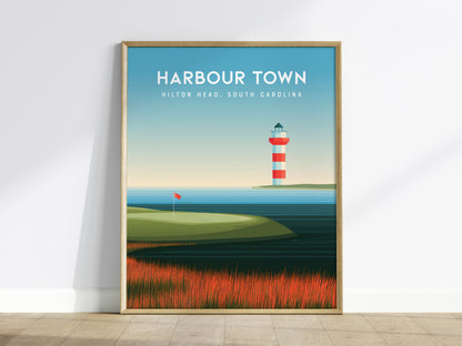 Harbour Town Golf Links, Hilton Head, South Carolina Poster | Iconic Lighthouse & Fairway Wall Art — framed wall art