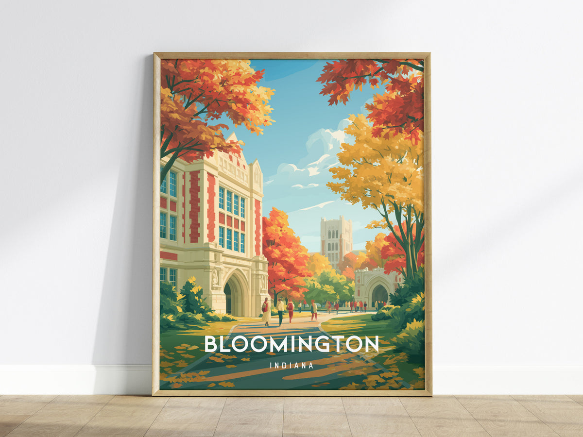 Bloomington, Indiana Poster | College Town Charm Travel Gift Wall Art — framed wall art