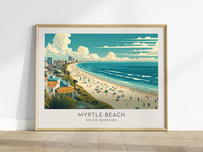 Myrtle Beach Landscape Matte Border Poster | South Carolina Vacation Wall Art — framed wall art