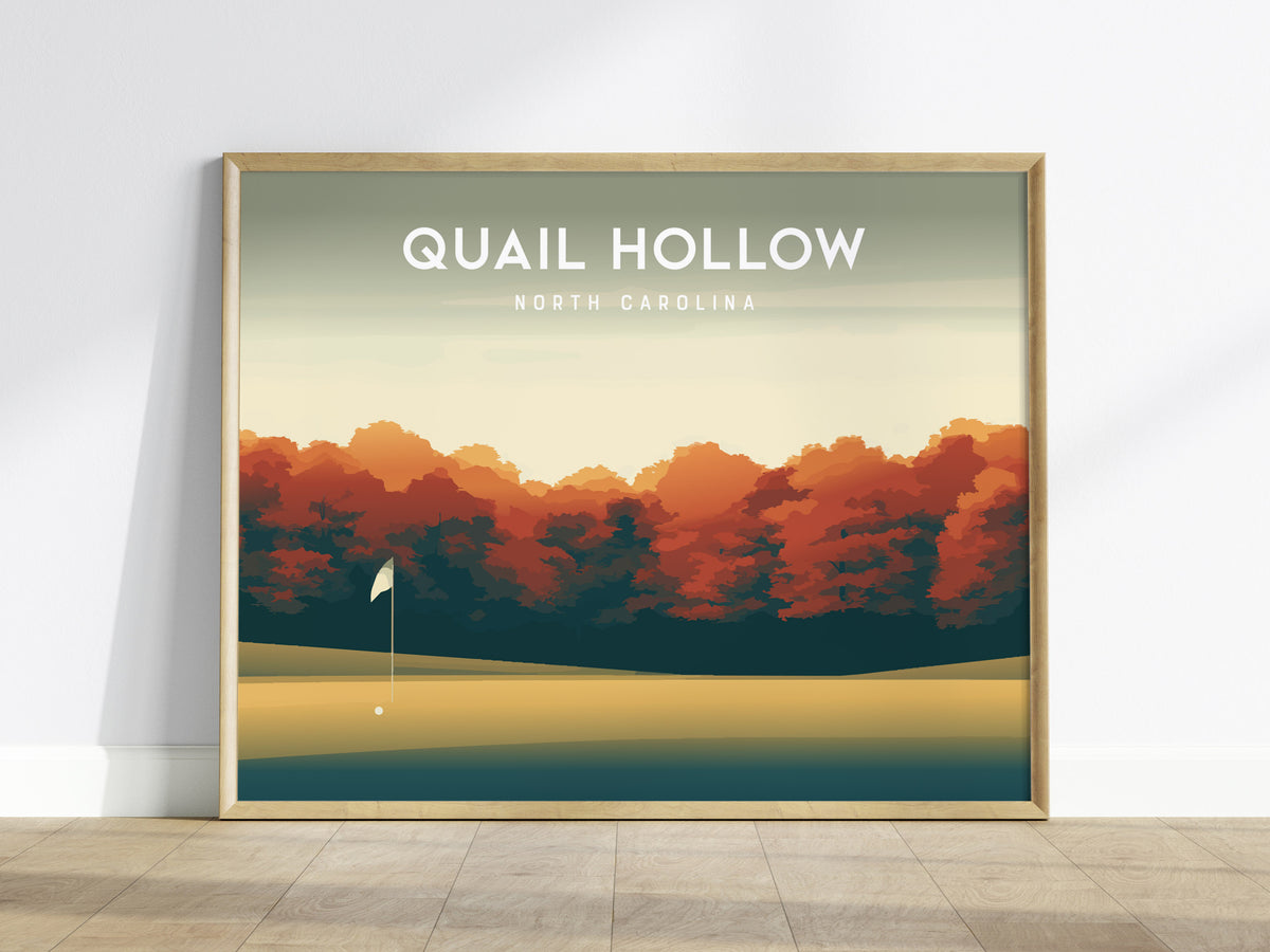 Quail Hollow, North Carolina Landscape Poster | Links Poster & Framed or Unframed Golf Course Wall Art — framed wall art