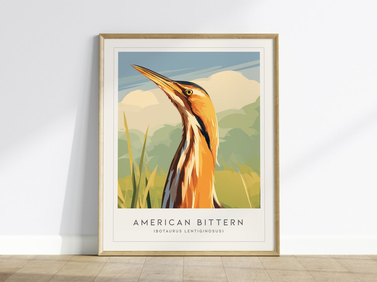 American Bittern Poster | Marshland Heron Wildlife Wall Art — framed wall art