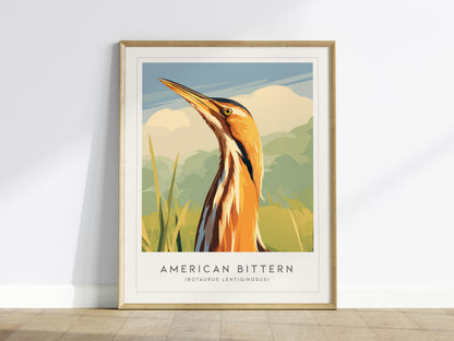 American Bittern Poster | Marshland Heron Wildlife Wall Art — framed wall art