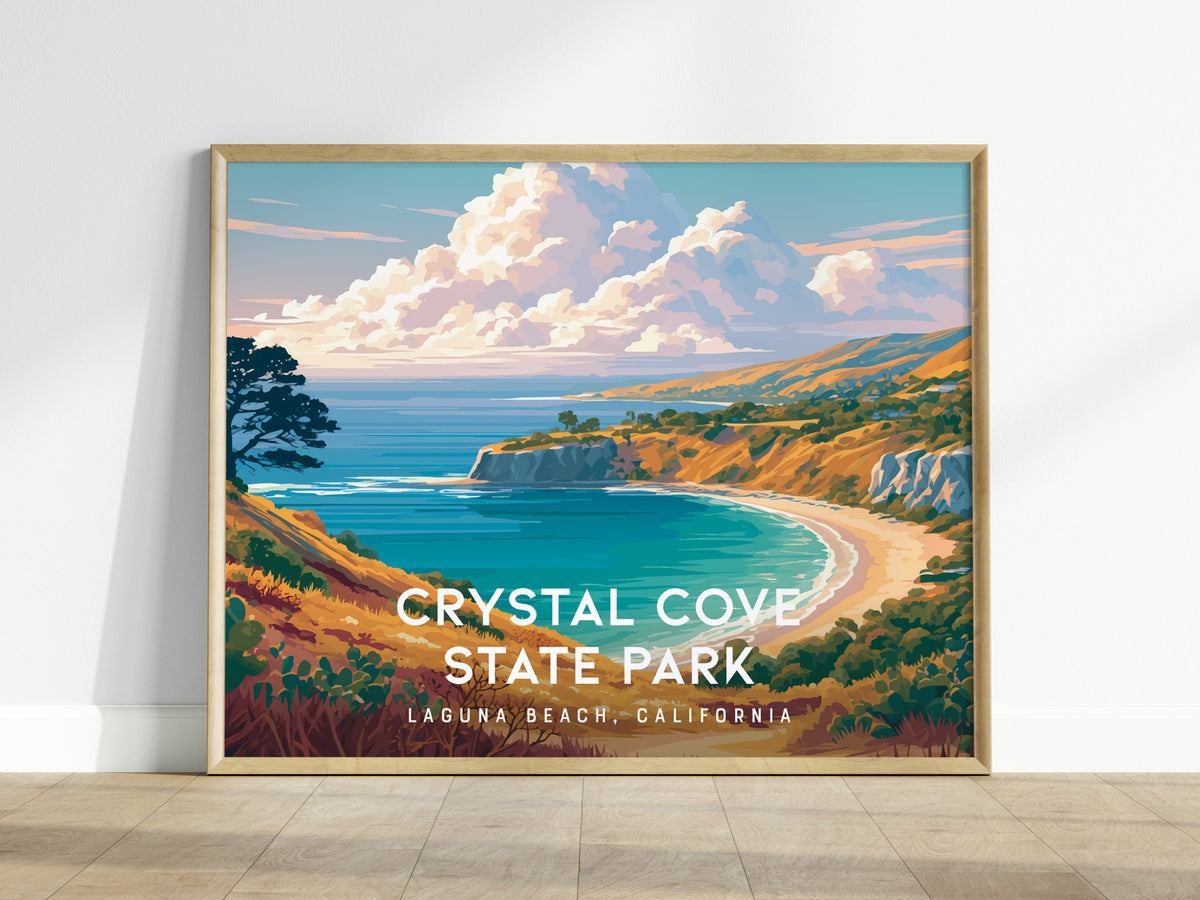 Crystal Cove State Park Landscape Poster | Destination Print Laguna Beach, California Wall Art — framed wall art
