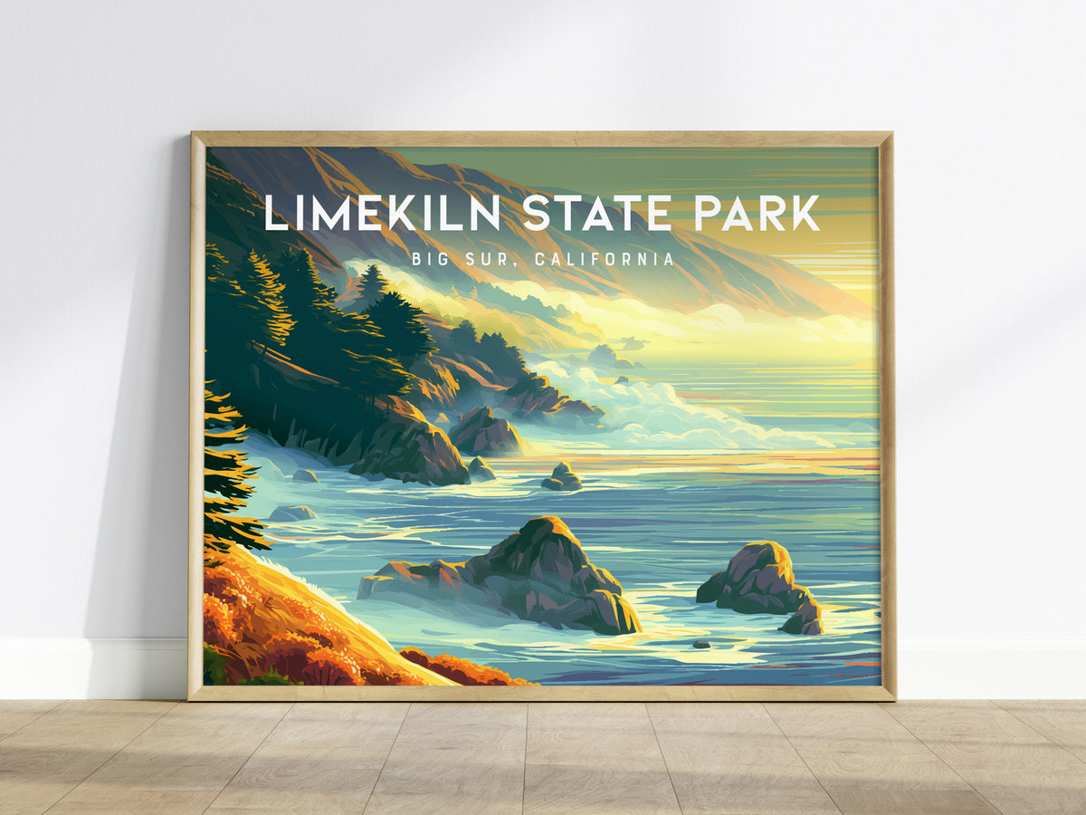 Limekiln State Park Landscape Poster | Big Sur, California Vacation Wall Art — framed wall art