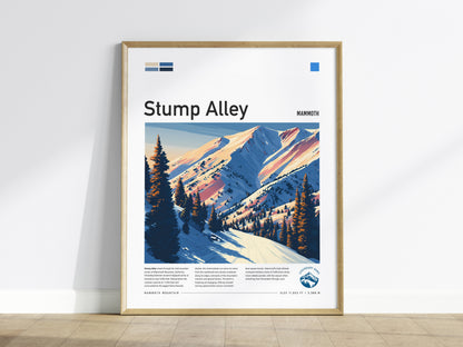 Stump Alley, Mammoth Poster | Bold Ski Run Mountain Wall Art — framed wall art