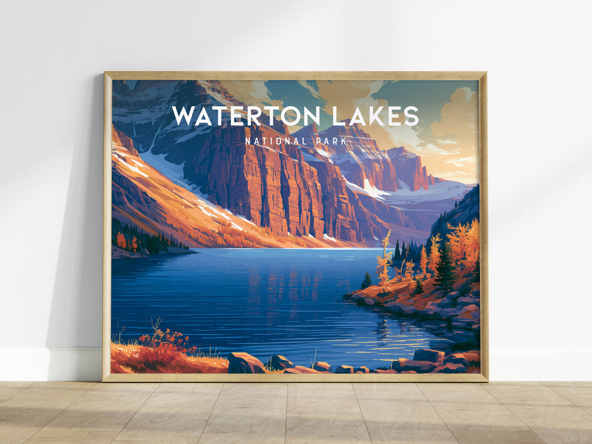 Waterton Lakes Landscape Poster | National Park Vacation Wall Art — framed wall art
