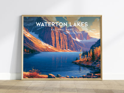 Waterton Lakes Landscape Poster | National Park Vacation Wall Art — framed wall art