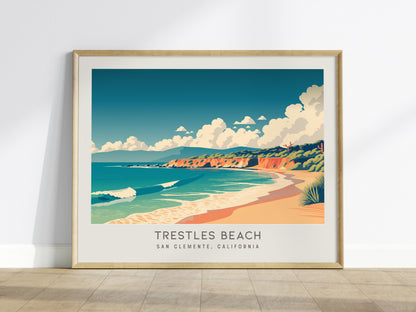 Trestles Beach Landscape Matte Border Poster | San Clemente, California Vacation Wall Art — framed wall art