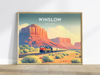 Winslow, Arizona Landscape Poster | Standin' on the Corner Travel Gift Wall Art — framed wall art