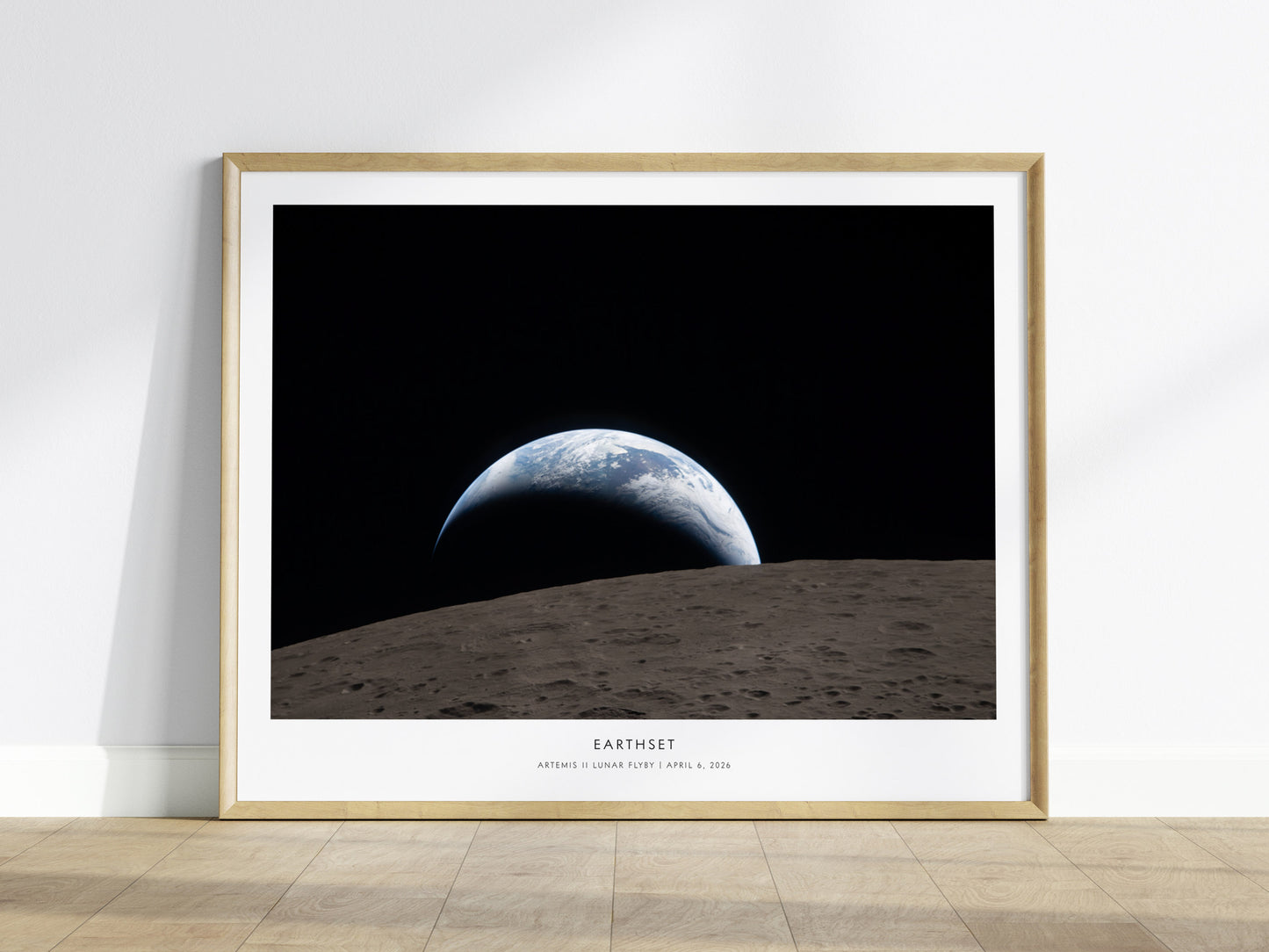 Earthset Landscape Poster | NASA Artemis II Lunar Flyby Space Photography Wall Art — framed wall art