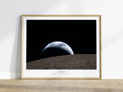 Earthset Landscape Poster | NASA Artemis II Lunar Flyby Space Photography Wall Art — framed wall art