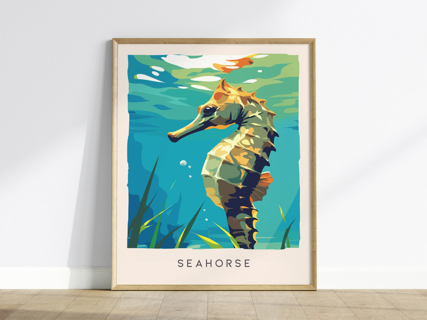 Seahorse Wildlife Poster | Graceful Ocean Dweller Fine Wall Art — framed wall art