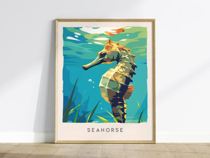 Seahorse Wildlife Poster | Graceful Ocean Dweller Fine Wall Art — framed wall art
