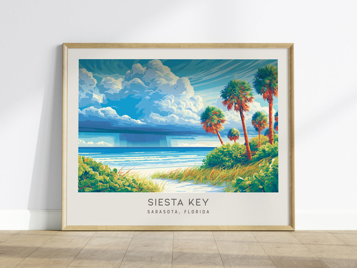 Siesta Key Landscape Matte Border Poster | Travel Wall Art — framed wall art