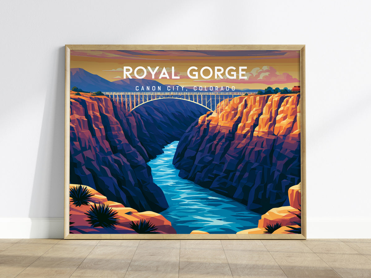 Royal Gorge Landscape, Canon City, Colorado Poster | Scenic Gorge Adventure Framed or Unframed Wall Art — framed wall art