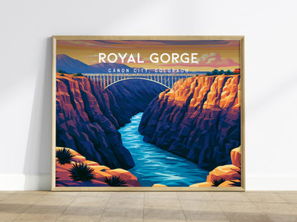 Royal Gorge Landscape, Canon City, Colorado Poster | Scenic Gorge Adventure Framed or Unframed Wall Art — framed wall art